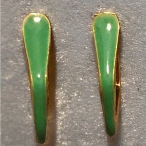 Vintage Green & Gold Toned Pierced Earrings